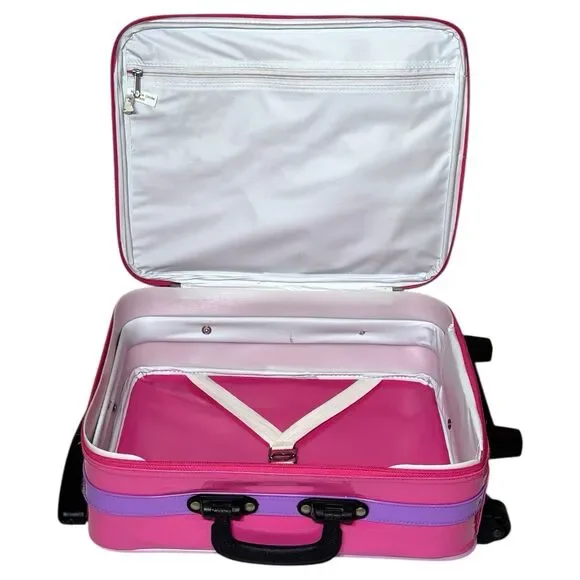 Vintage 1997 Nickelodeon Rugrats Angelica Suitcase Rare Viacom Pink Vinyl Roller